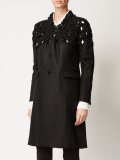 woven detail buttoned coat