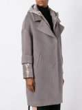 hooded panelled coat