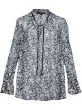 marble print drawstring blouse