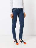 printed waistband slim-fit jeans