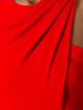 draped one shoulder gown