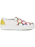 honeycomb print slip on sneakers