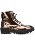 metallic lace-up boots