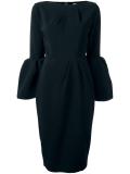 rouches sleeves midi dress