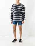 stonewashed distressed denim shorts
