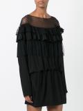 sheer panel ruffled dress