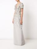 embroidered cap sleeve gown