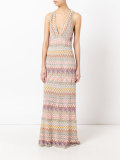 patterned deep V-neck dress