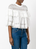 lace trim pleated blouse 