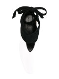 round heel wrap-tie mules