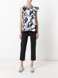 abstract print ruffled blouse