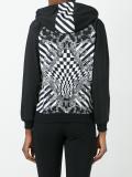 striped print zipped hoodie