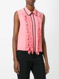 ruffle trim sleeveless blouse