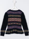crew neck intarsia cardigan