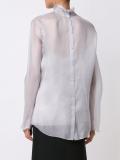 high collar organza blouse