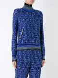 pattern zipped cardigan