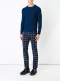 checked slim fit trousers