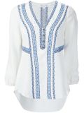 embroidered V-neck blouse