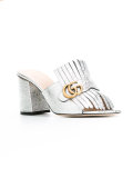 metallic fringed mules
