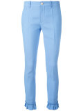 ruffle detail slim fit trousers