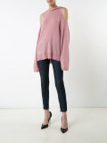 open-shoulder distressed hem hoodie
