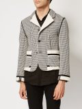 contrast collar houndstooth blazer