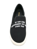 'fuck you' embroidery slip-on sneakers