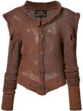 mesh knit button cardigan