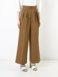 pleated high-waisted trousers