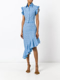 patterned fitted frill dress