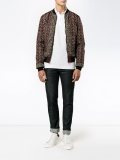 floral & pistol print bomber jacket