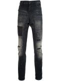 distressed patchwork jeans
