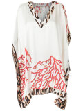 v neck printed kaftan