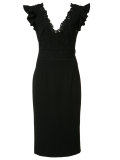 ruffled sleeves V-neck dress