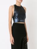 sequin embroidery cropped blouse