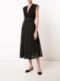 pleat trim flared dress