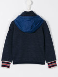 tonal bi-texture hooded jacket