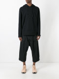 raw edge drawstring hoodie