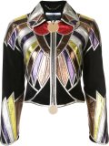 zipped patchwork cropped jacket