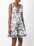 brush print flared dress