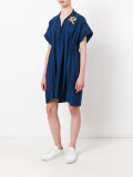 bird patch-embellished plaid dress