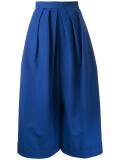 pleated wide-legged cropped trousers
