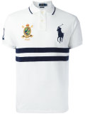embroidered trim striped polo shirt 