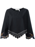floral scalloped hem top