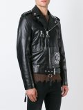 diagonal stripe biker jacket