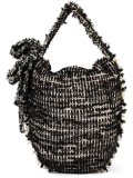 frayed woven shoulder bag