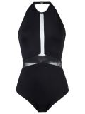 sheer panel halterneck swimsuit