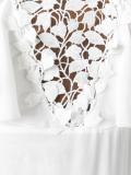 macramé neck ruffled gown