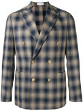double-breasted check blazer