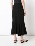 ruffled hem midi skirt